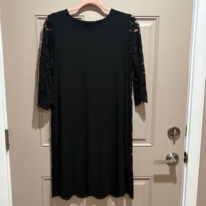 J. Jill Black Dress with Lace Sleeves
